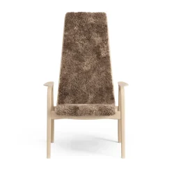 Butaca infantil Lamini haya lacada/piel de oveja, Sahara (marrón turrón)