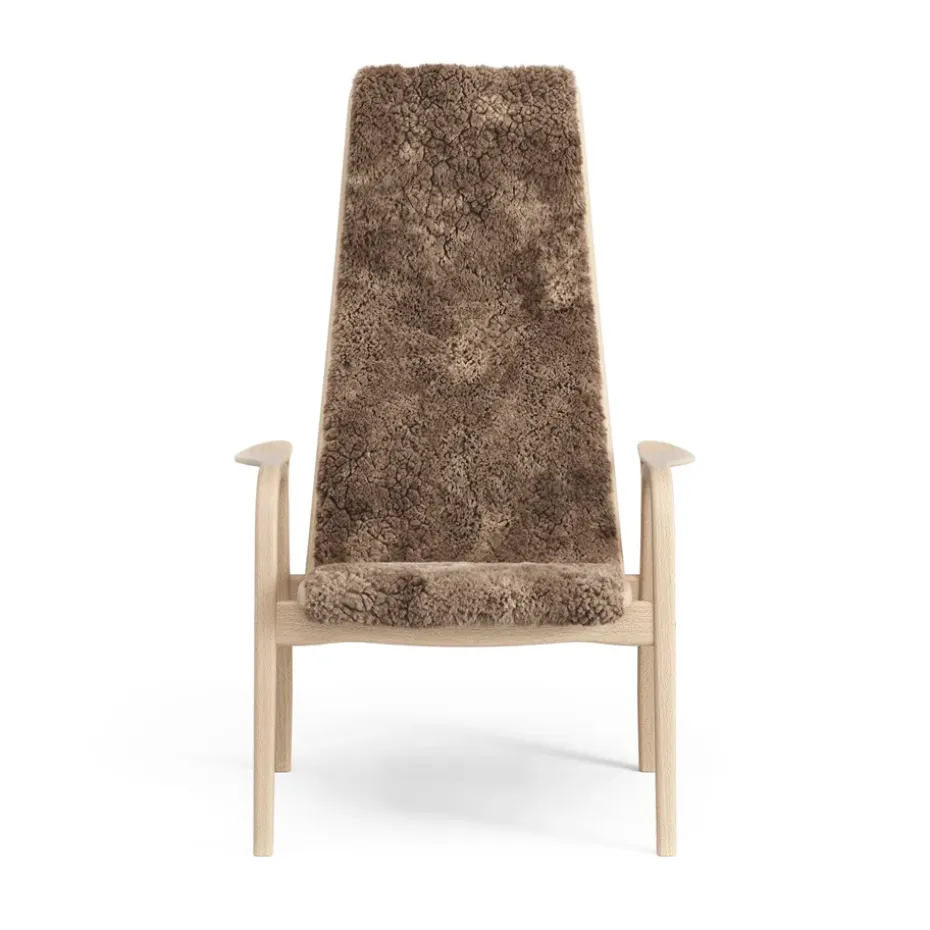 Butaca infantil Lamini haya lacada/piel de oveja, Sahara (marrón turrón)