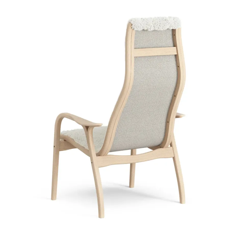 Butaca infantil Lamini haya lacada/piel de oveja, Offwhite (blanco)