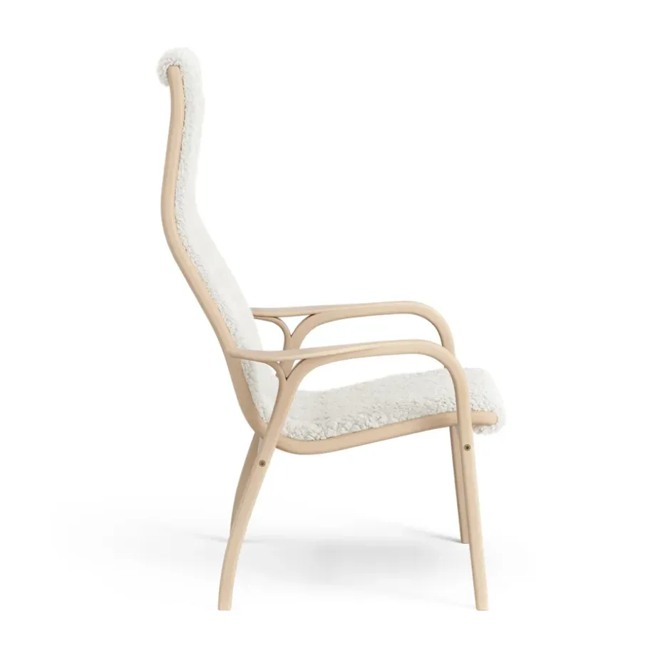 Butaca infantil Lamini haya lacada/piel de oveja, Offwhite (blanco)