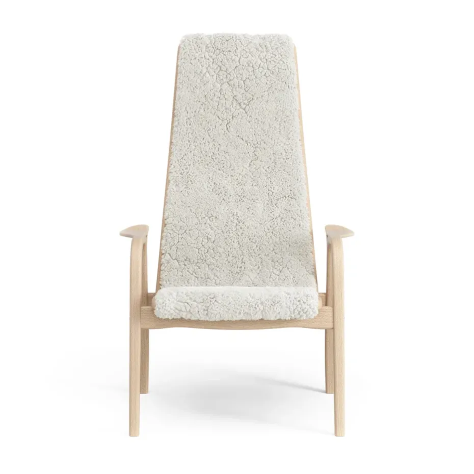 Butaca infantil Lamini haya lacada/piel de oveja, Offwhite (blanco)