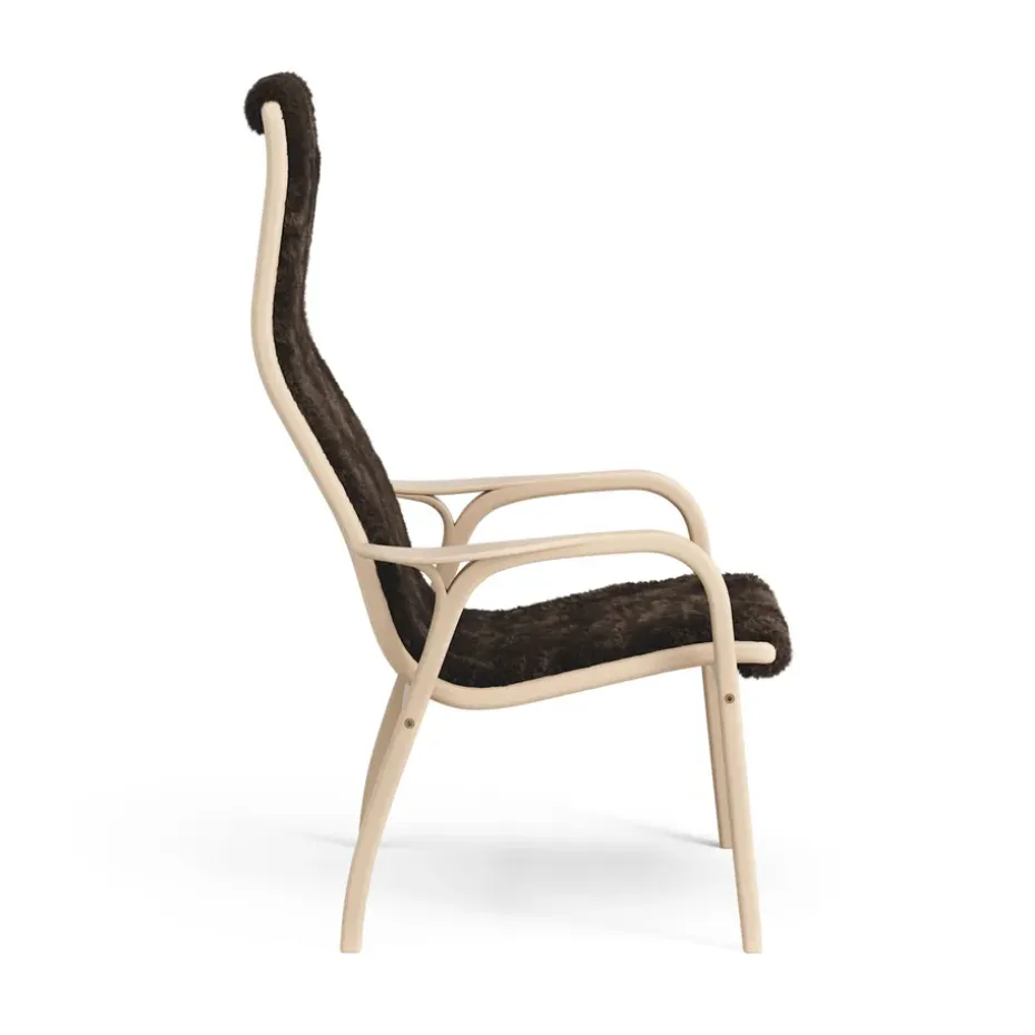 Butaca infantil Lamini haya lacada/piel de oveja, Espresso (marrón)