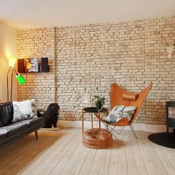 Butaca KS Chair, cuero natural, estructura negra