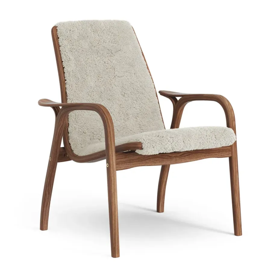 Butaca Laminett nogal aceitado/piel de oveja, Moonlight (beige)