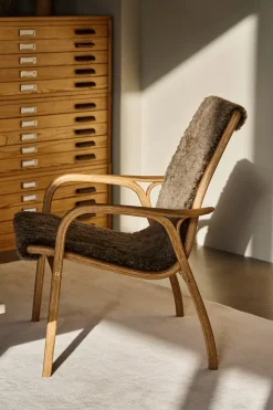 Butaca Laminett roble aceitado/piel de oveja, Sahara (marrón turrón)