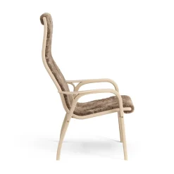 Butaca Lamino haya lacada/piel de oveja, Sahara (marrón turrón)