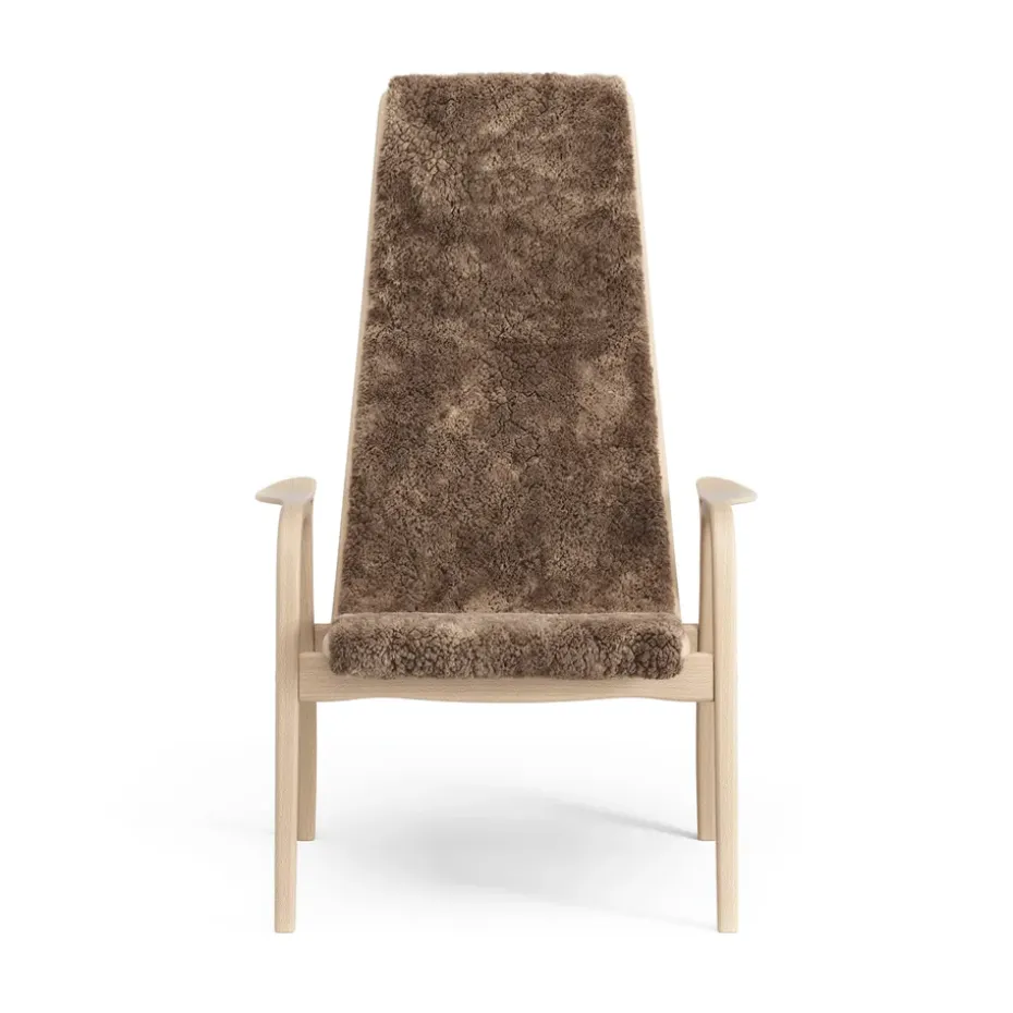 Butaca Lamino haya lacada/piel de oveja, Sahara (marrón turrón)