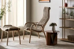 Butaca Lamino haya lacada/piel de oveja, Sahara (marrón turrón)