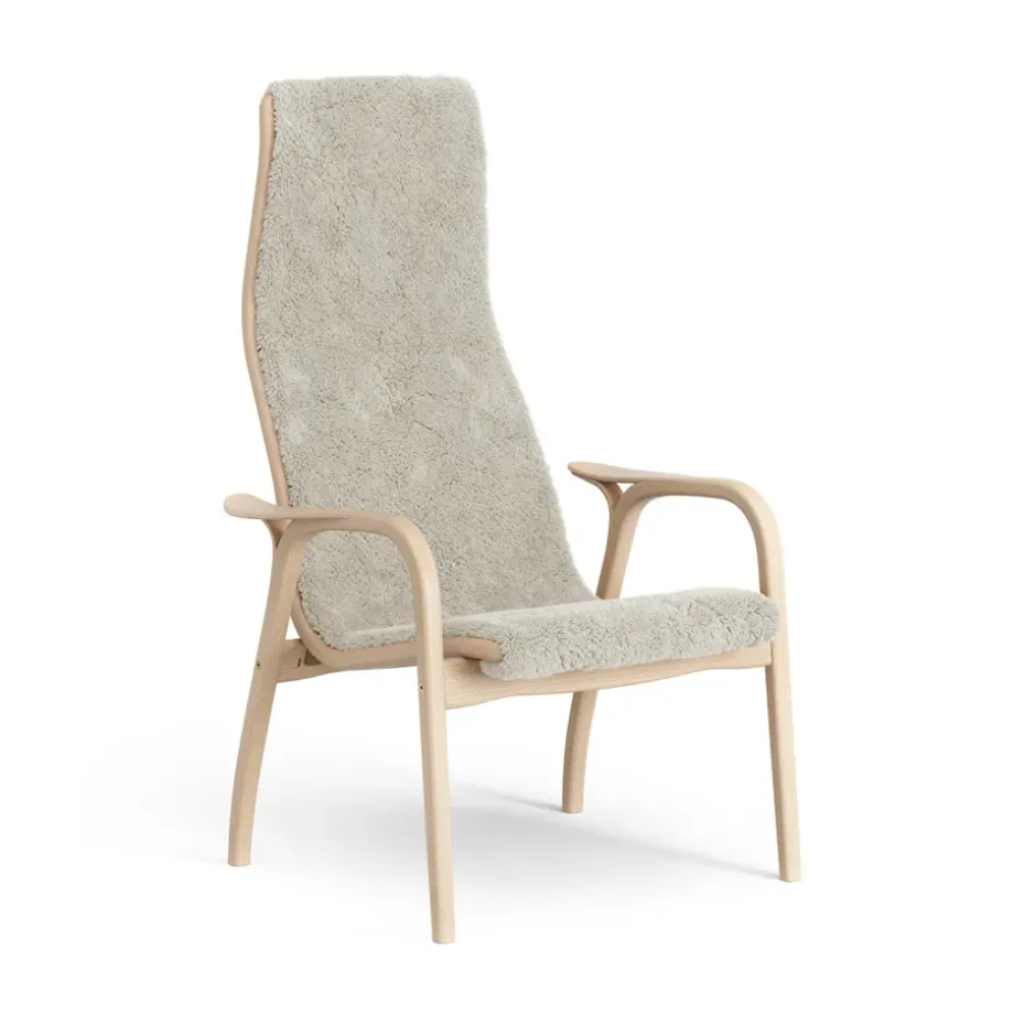 Butaca Lamino haya lacada/piel de oveja, Moonlight (beige)