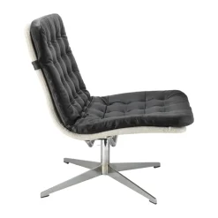 Butaca Loholm con función giratoria, Cuero negro-Bern Beige 0341