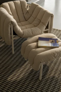 Butaca Lounge + ottoman Puffy, Sawdust-acero inoxidable