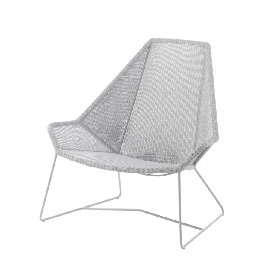 Butaca Lounge de respaldo alto Breeze weave, White grey