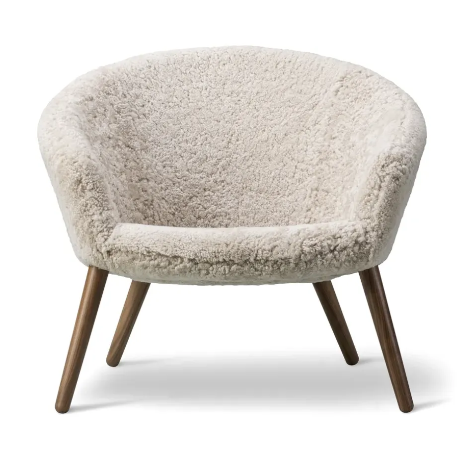 Butaca Lounge Ditzel de piel de oveja, Moonlight - walnut