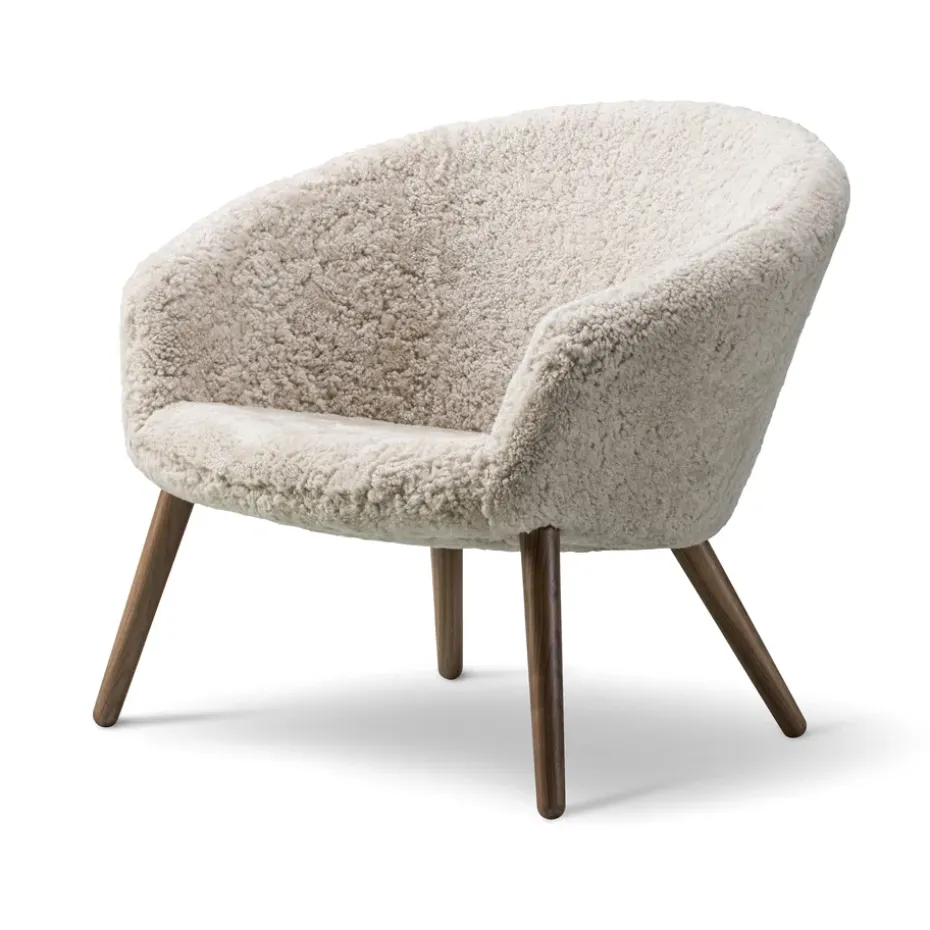 Butaca Lounge Ditzel de piel de oveja, Moonlight - walnut