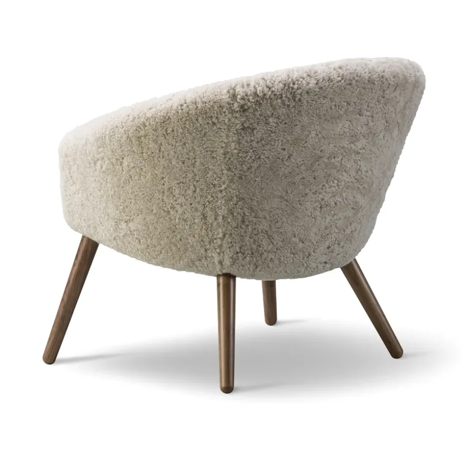 Butaca Lounge Ditzel de piel de oveja, Moonlight - walnut