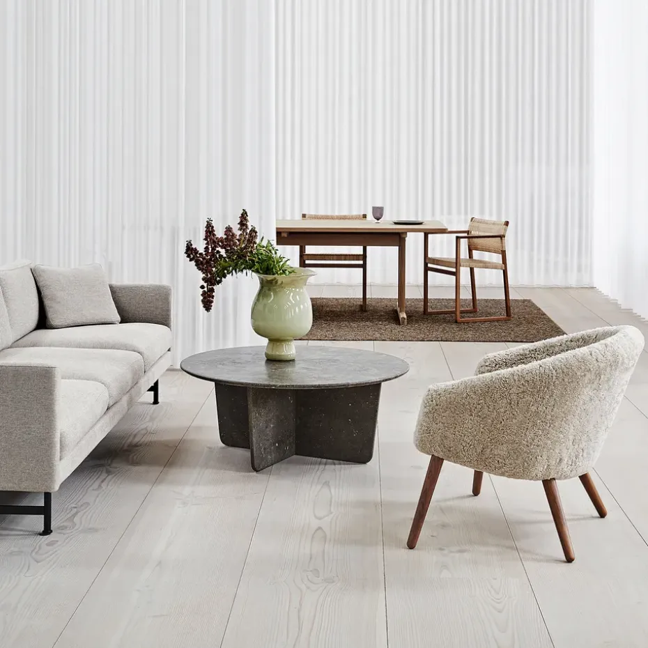 Butaca Lounge Ditzel de piel de oveja, Moonlight - walnut