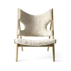 Butaca Lounge Knitting, Piel de oveja nature, base de roble natural