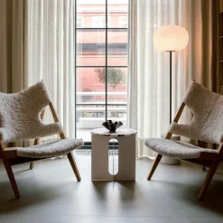 Butaca Lounge Knitting, Piel de oveja nature, base de roble natural