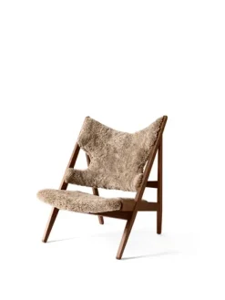 Butaca Lounge Knitting, Piel de oveja sahara, estructura de nogal