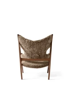 Butaca Lounge Knitting, Piel de oveja sahara, estructura de nogal