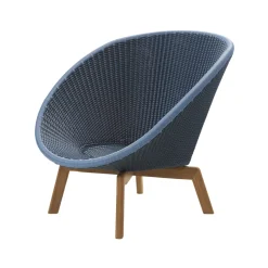 Butaca Lounge Peacock Weave, Midnight/dusty blue, patas de teca