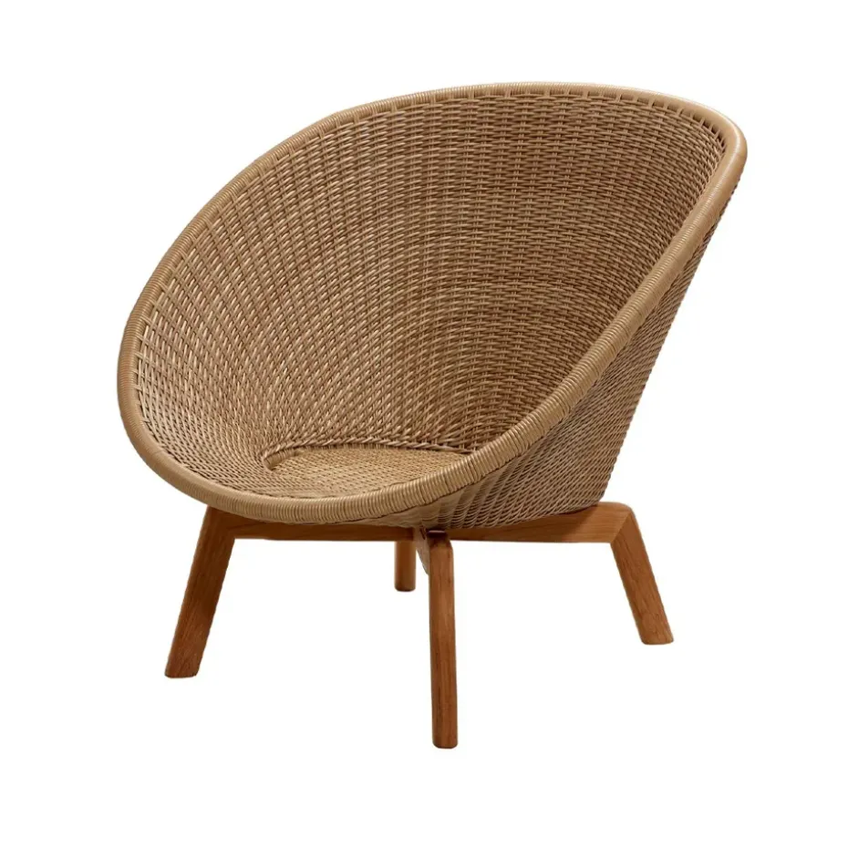 Butaca Lounge Peacock Weave, Natural, patas de teca