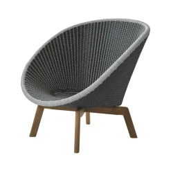 Butaca Lounge Peacock Weave, Grey/light grey, patas de teca