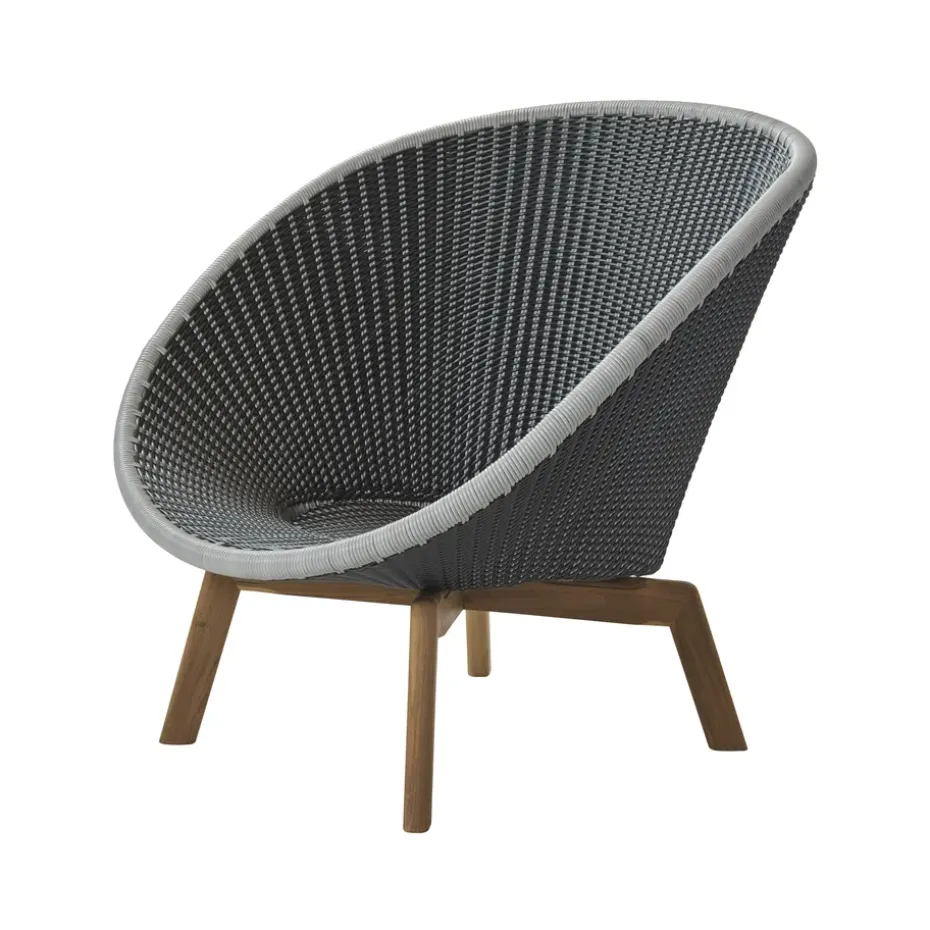 Butaca Lounge Peacock Weave, Grey/light grey, patas de teca