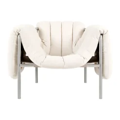 Butaca Lounge Puffy, Natural-acero inoxidable