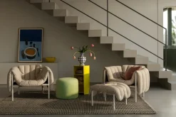 Butaca Lounge Puffy, Natural-acero inoxidable