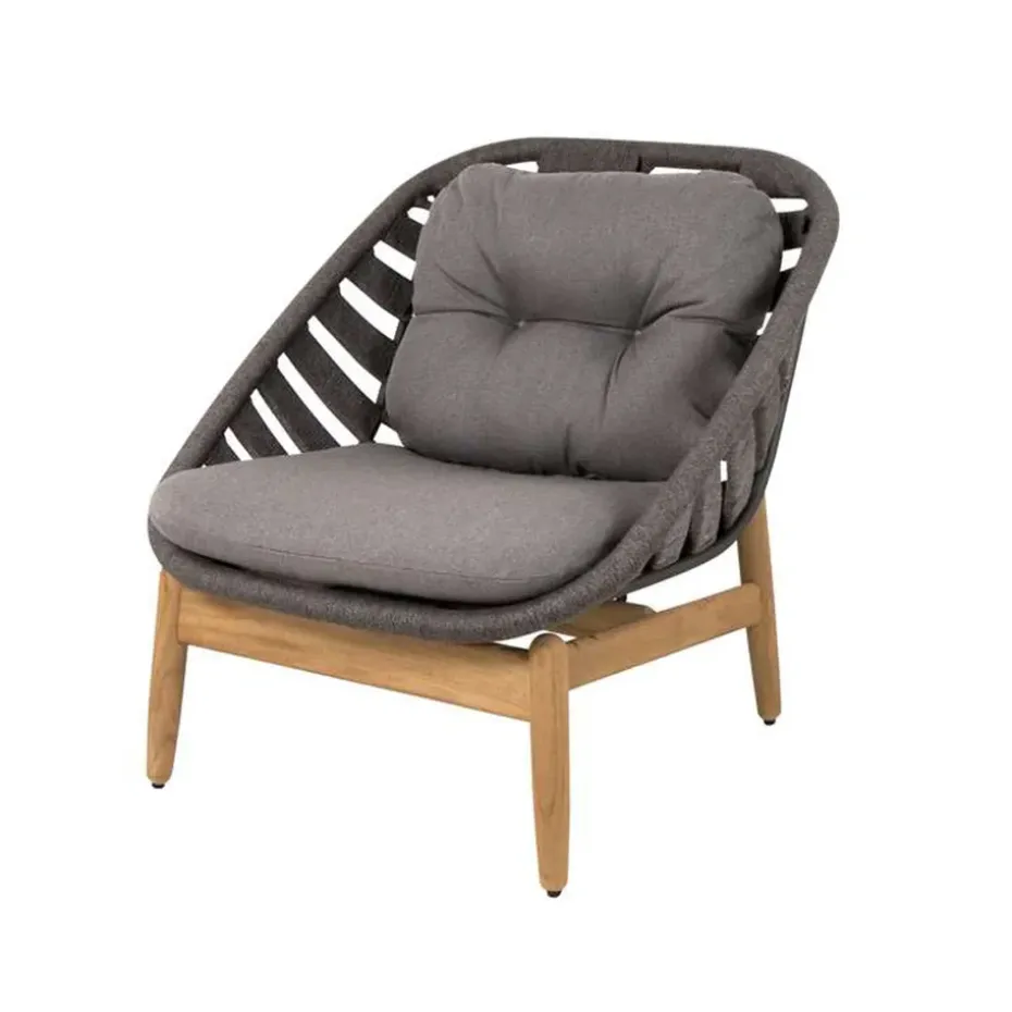 Butaca Lounge Strington, Cane-Line Airtouch dark grey-teak