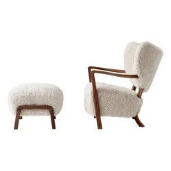 Butaca Lounge Wulff Lounge Chair ATD2 incl. puf ATD3, nogal aceitado-Moonlight