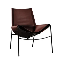 Butaca November, cuero mocca, estructura negra