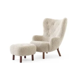 Butaca Petra VB3 High incl. pouf ATD1, Nogal aceitado-Sheepskin Moonlight