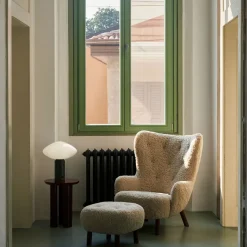 Butaca Petra VB3 High incl. pouf ATD1, Nogal aceitado-Sheepskin Moonlight