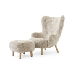 Butaca Petra VB3 High incl. pouf ATD1, Roble aceitado-Sheepskin Moonlight