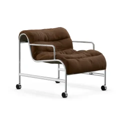 Butaca Sunny con reposabrazos, Vidar marrón cromado bastidor con ruedas