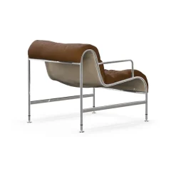 Butaca Sunny con reposabrazos, Vidar marrón-cromado soporte