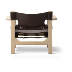 Butaca The Spanish Chair, Cuero marrón oscuro-roble enjabonado