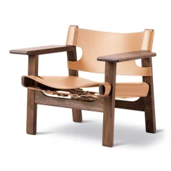 Butaca The Spanish Chair, Cuero natural - nogal aceitado