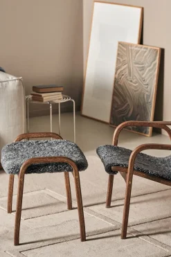 Butaca y reposapiés Lamino roble/piel de oveja Special Edition, Rubio Monocoat Chocolate-Charcoal