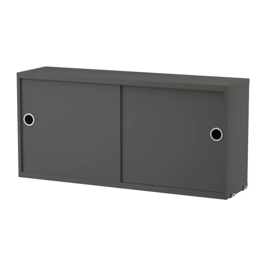 Cabinet con puertas correderas String, Gris oscuro, 78x20 cm