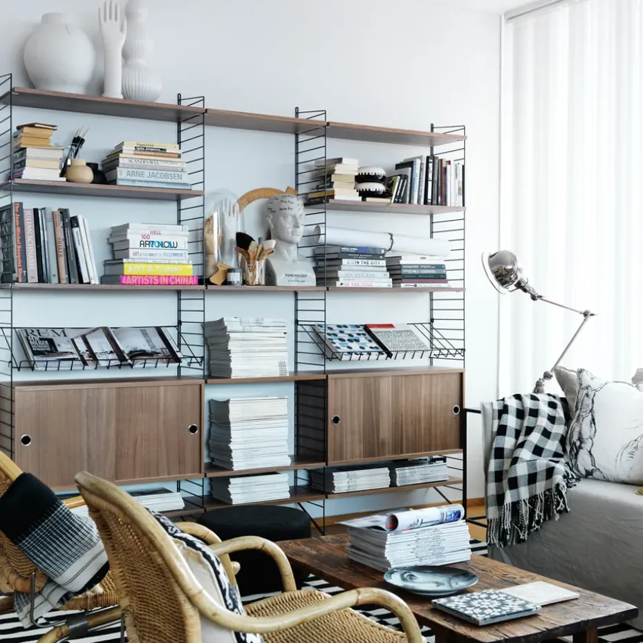 Cabinet con puertas correderas String, Chapa de fresno, 78x20 cm