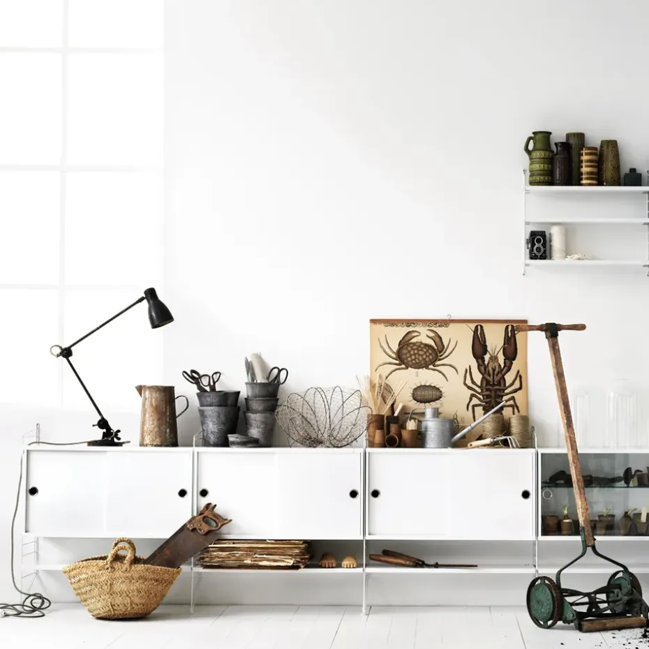 Cabinet con puertas correderas String, Chapa de fresno, 78x20 cm