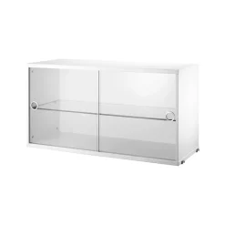 Cabinet vitrina con puertas correderas de cristal String, Blanco, 78x30 cm