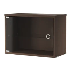 Cabinet vitrina con puertas correderas de cristal String, Roble oscuro, 58x30 cm