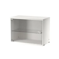 Cabinet vitrina con puertas correderas de cristal String, Blanco, 58x30 cm