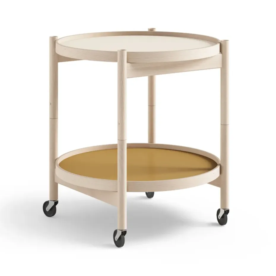 Carrito Bølling Tray Table model 50, Sunny, estructura de haya sin tratar
