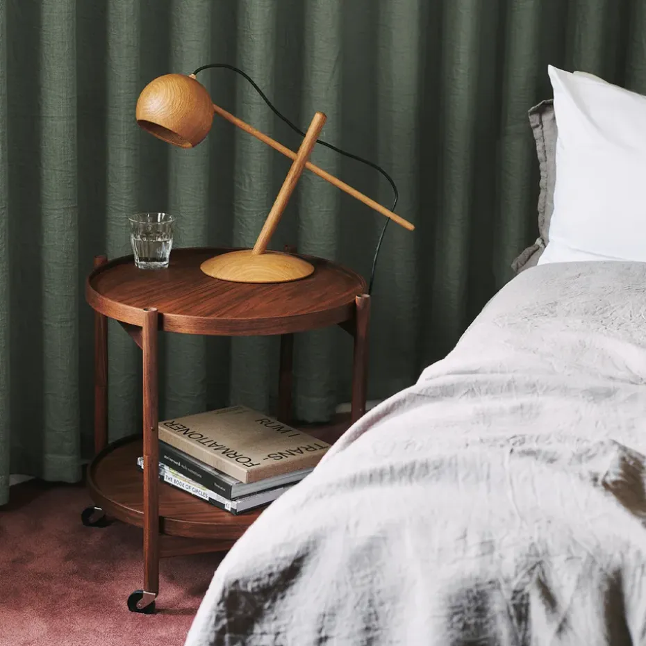 Carrito Bølling Tray Table model 50, Sunny, estructura de haya sin tratar