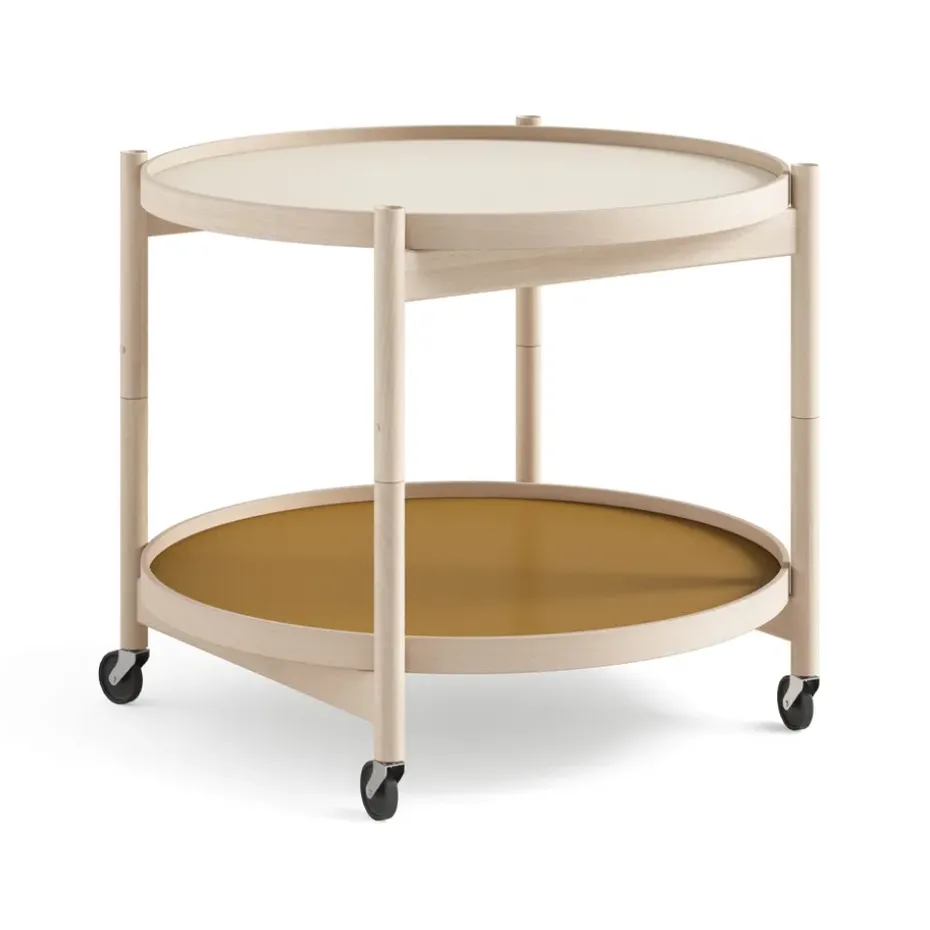 Carrito Bølling Tray Table model 60, Sunny, estructura de haya sin tratar